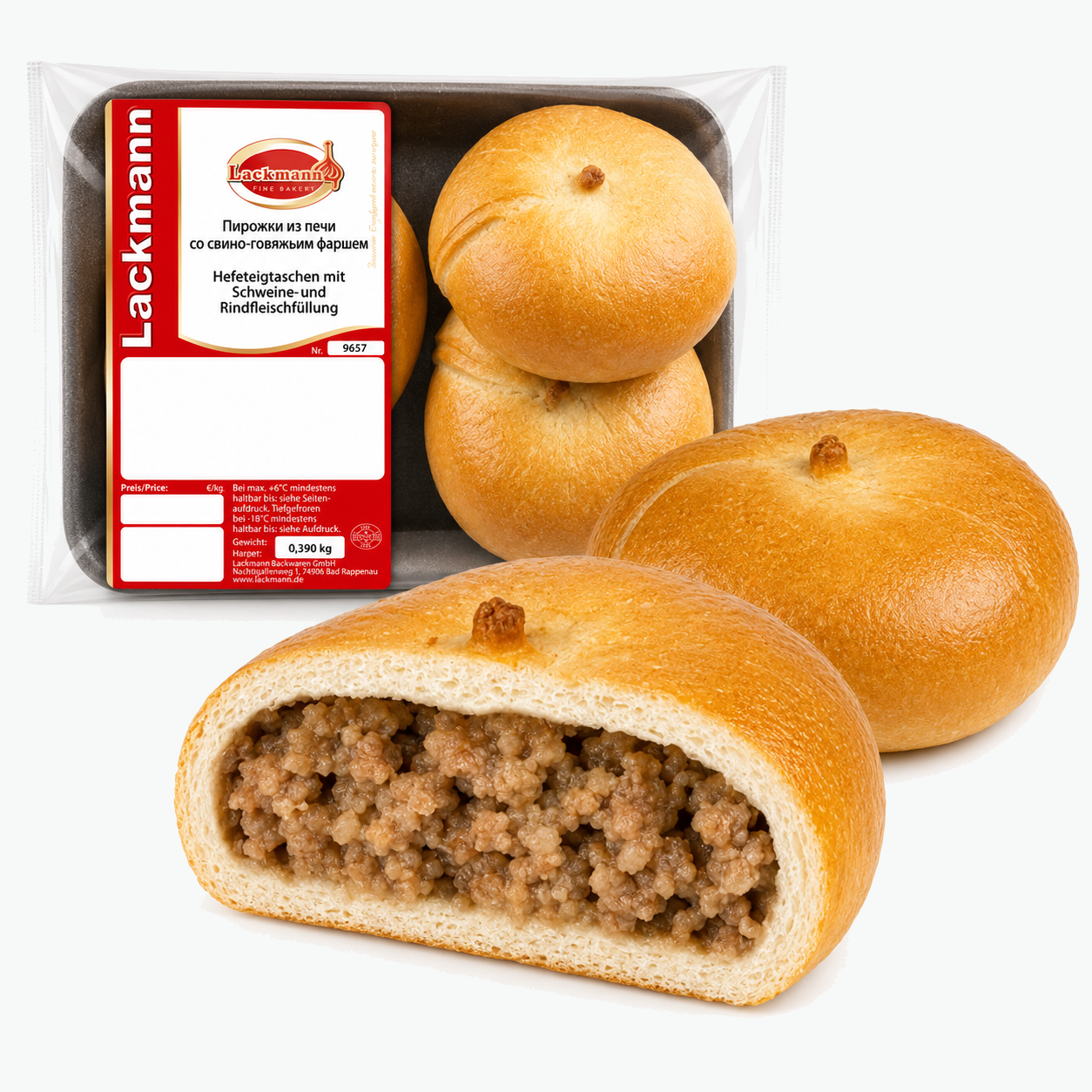 Lackmann Teigtaschen mit Schweine- und Rindfleischfüllung, gebacken