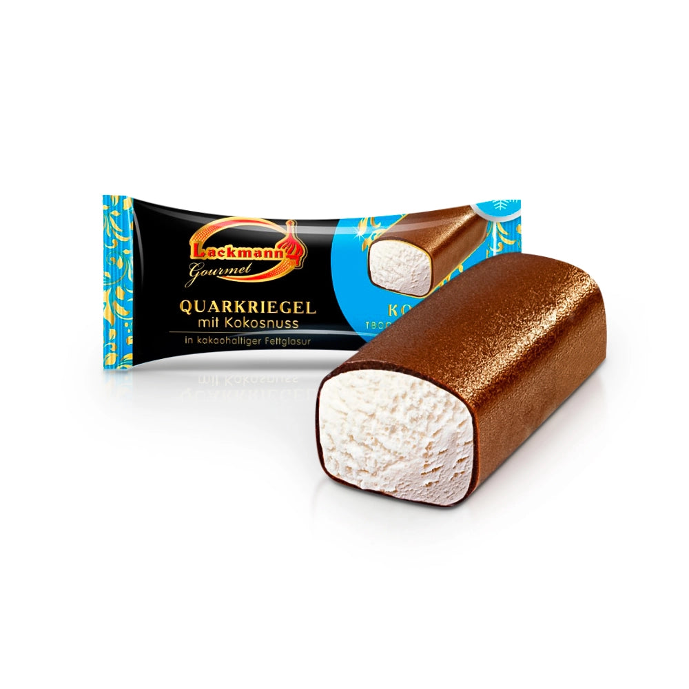 Lackmann Quarkriegel in Glasur mit Kokosnuss