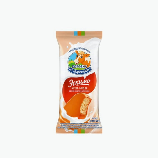 Ice cream Escimo crème brulee with caramel glaze