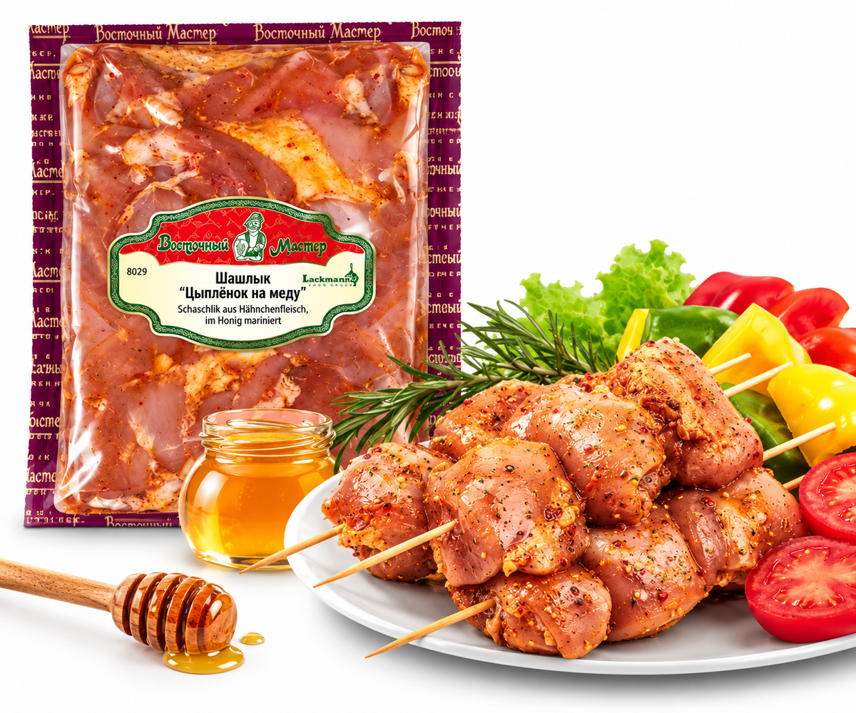 Lackmann Schaschlik aus Hähnchenfleisch, im Honig mariniert
