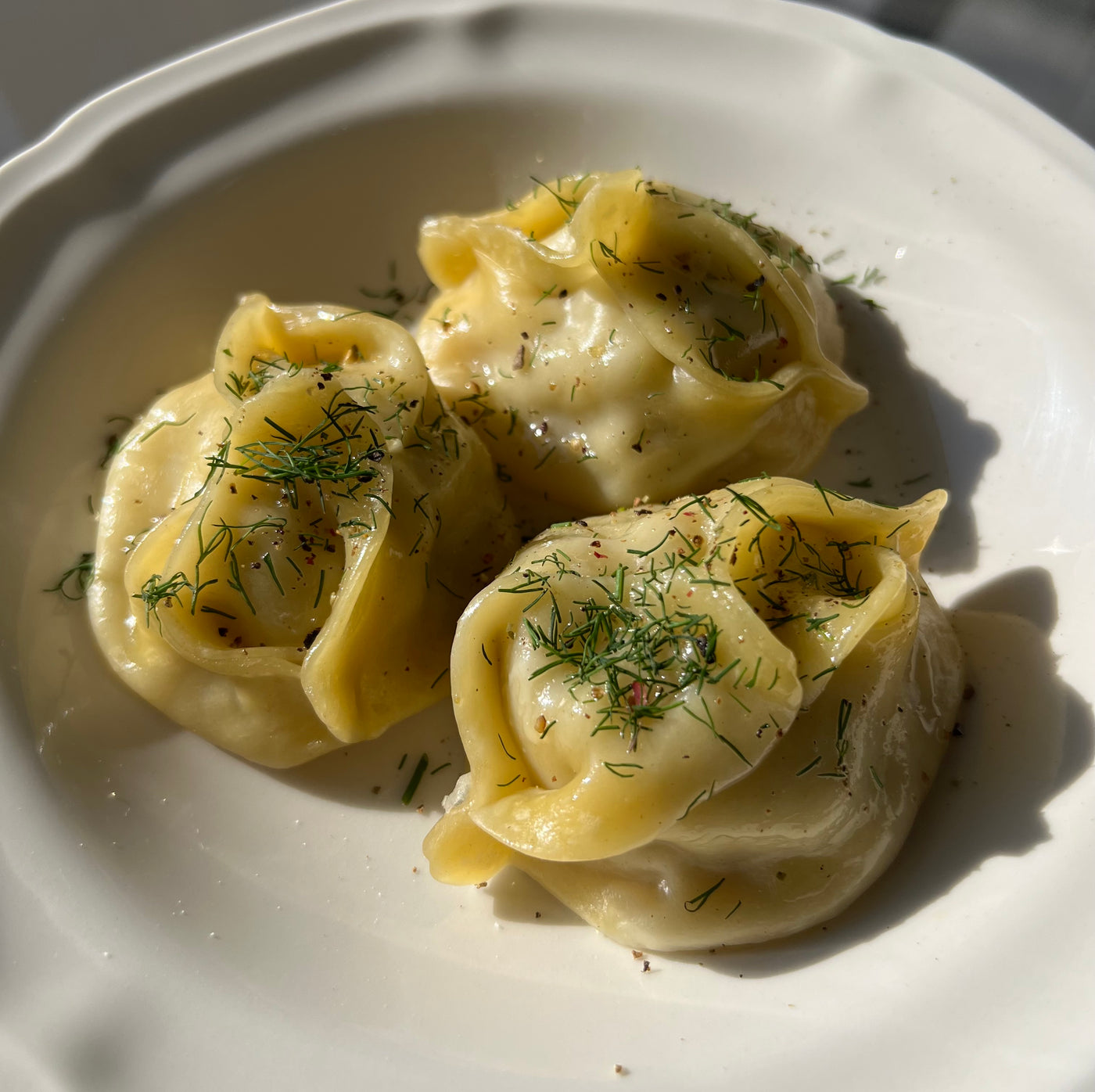 Manty with turkey meat, handmade