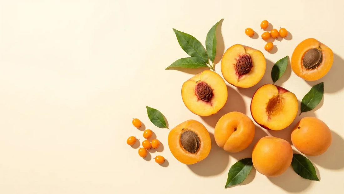 orange Lebensmittel auf Teller gesundes Essen mit Mango und Sanddorn Stimmung verbessern natürliche Ernährung