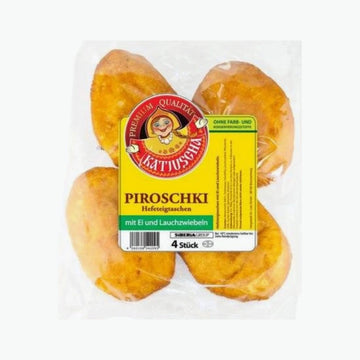 Hefeteigtaschen mit Ei und Lauchzwiebeln, gebraten