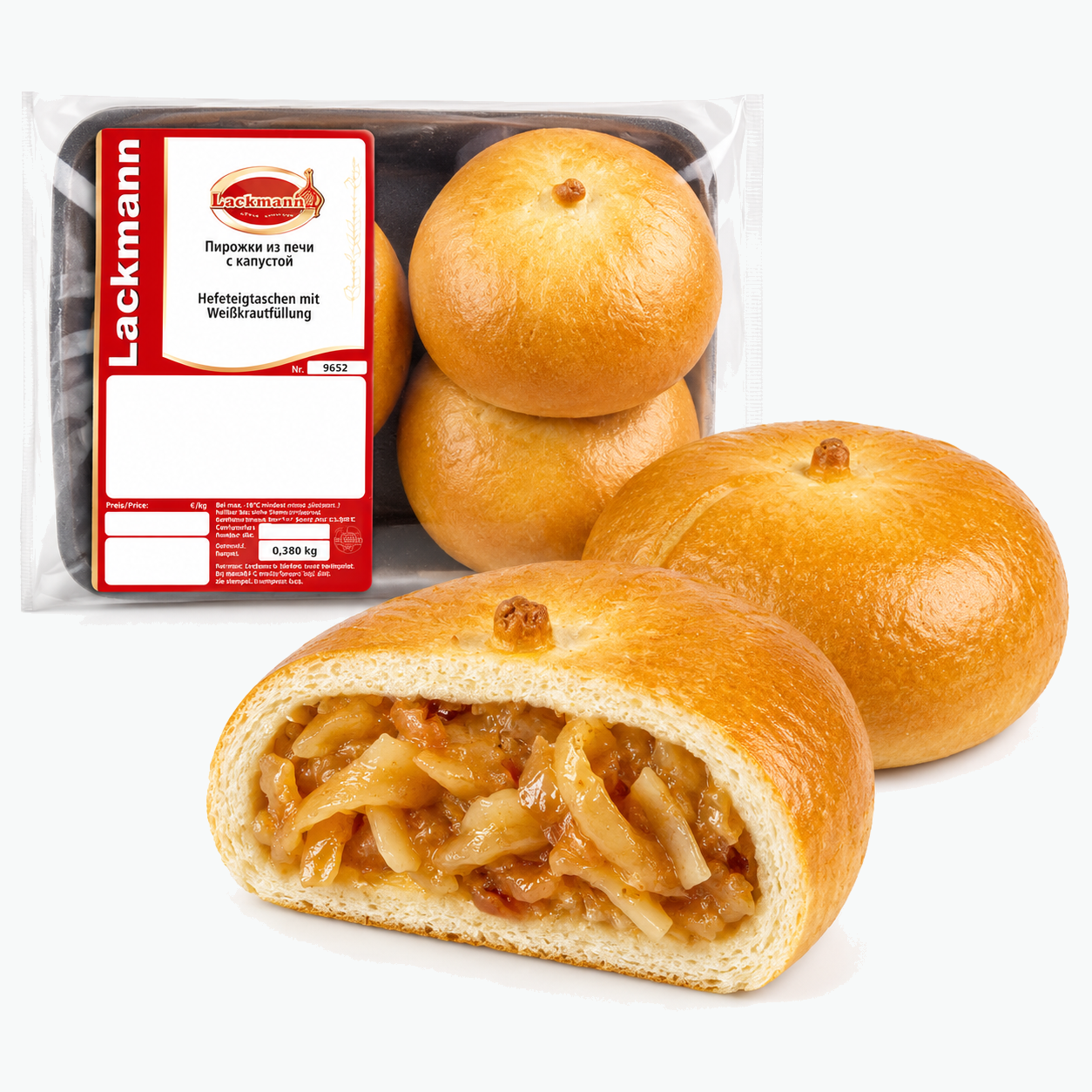Lackmann Teigtaschen mit Weißkrautfüllung, gebacken