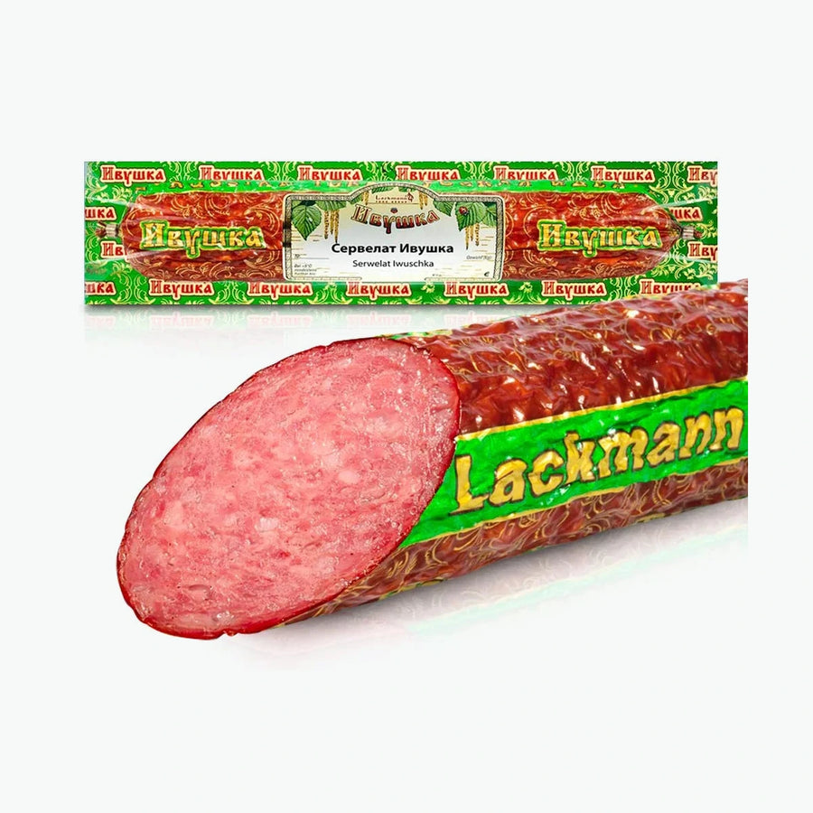 Salami „Iwuschka“ aus Rind- und Schweinefleisch, heißgegart