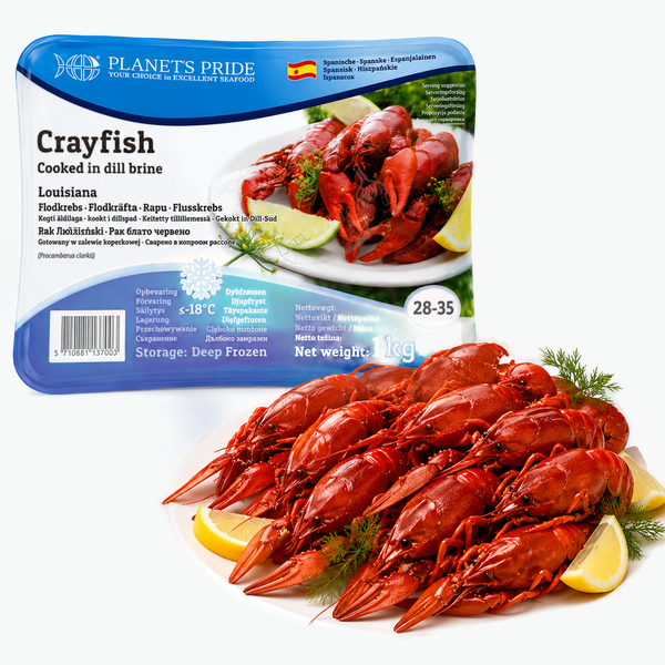 Flusskrebse ganz,  gekocht und gewürzt 28/35