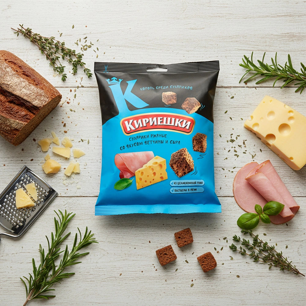 Brotcroutons „Kirieschki“ mit Schinken-Käse-Geschmack
