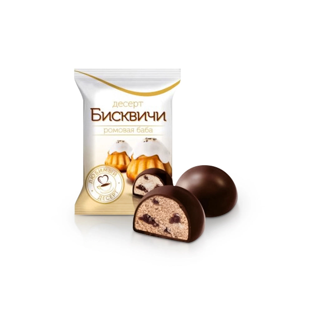 Konfekt - Rum Baba mit Biscuit und Rosinen