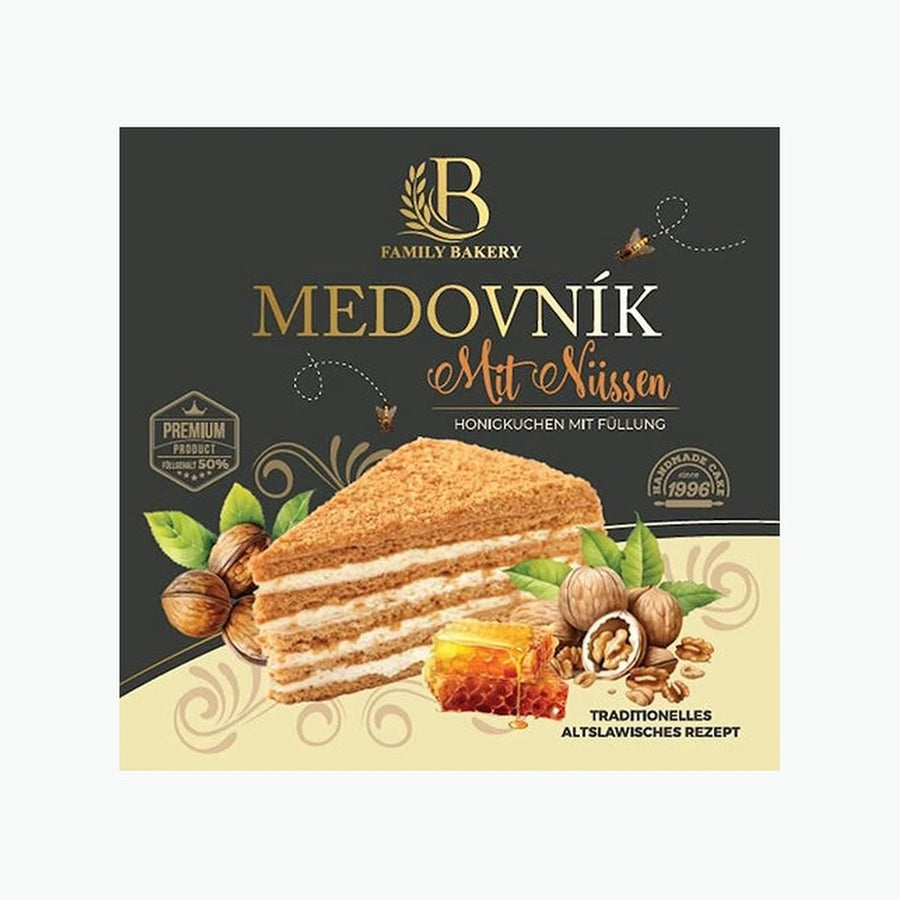 Premium Honigtorte  mit Nüssen
