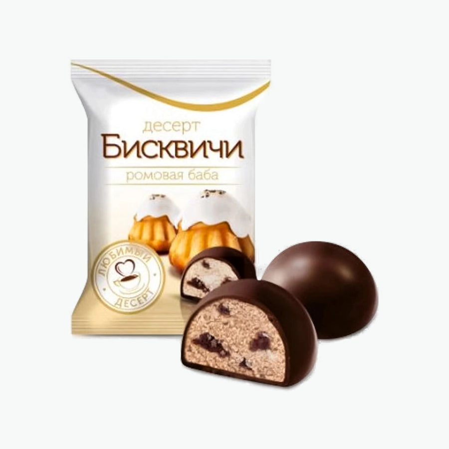 Konfekt - Rum Baba mit Biscuit und Rosinen