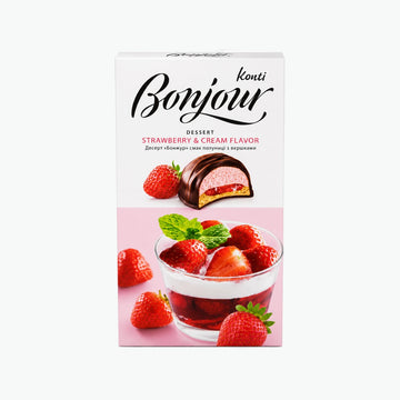 Dessert "Bonjour" mit Erdbeer- Sahnegeschmack