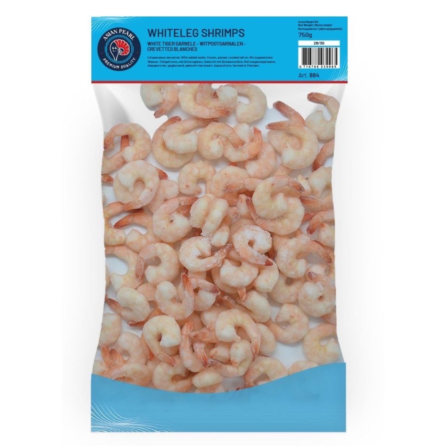 White Tiger Garnele, gekocht, mit Schwanzstück, 26/30