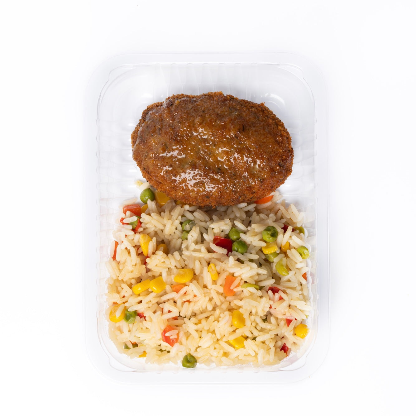 Menü: Reis mit Frikadelle aus Putenfleisch