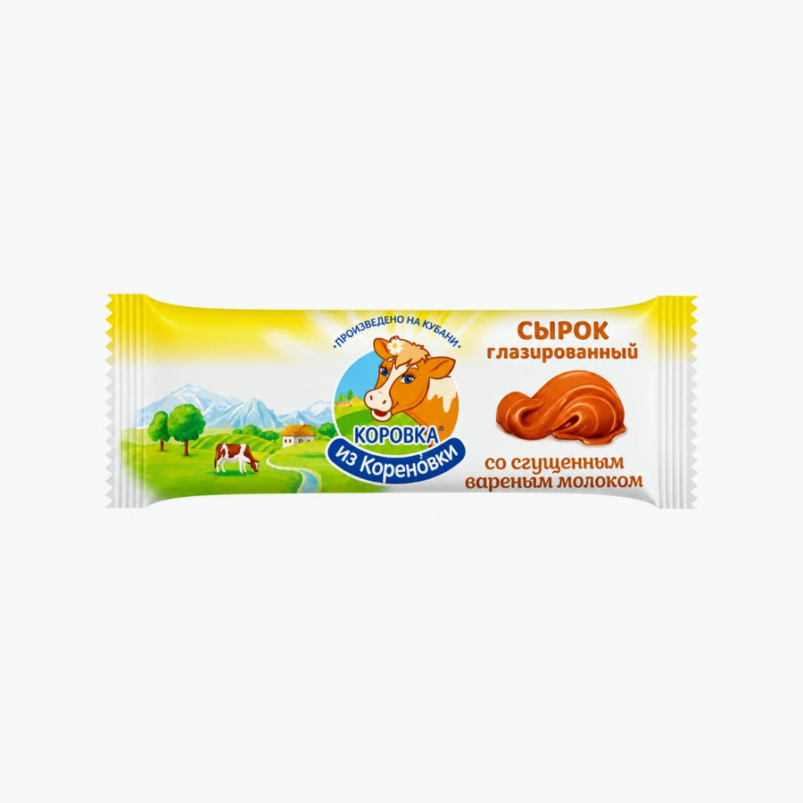 Quarkriegel mit gekochter Kondensmilch, glasiert mit Milchschokolade