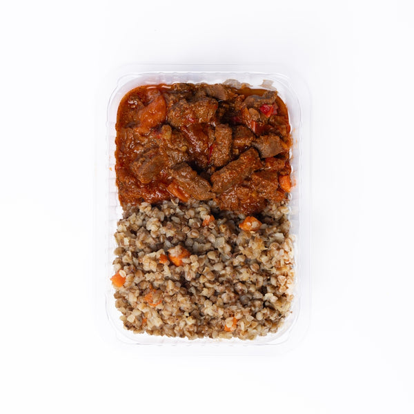 Menü: Buchweizen mit Rinder Gulasch