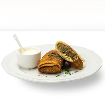 Блины с мясом, сделано вручную 