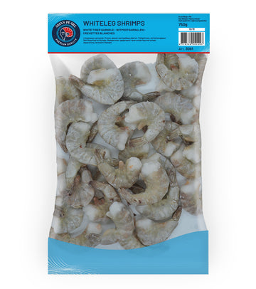 Белая тигровая креветка, сырая, без головы, в панцире, 13/15