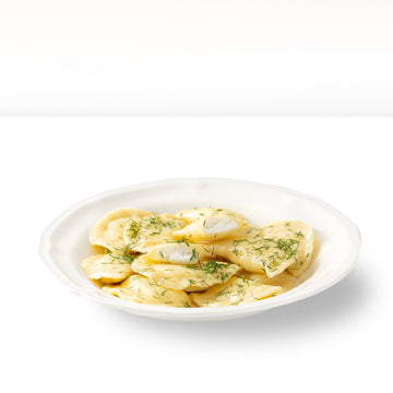 Vareniki with salty quark filling, handmade