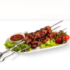 Pork shashlik with tomatoes, raw and frozen