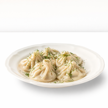 Khinkali with pork and beef, handmade