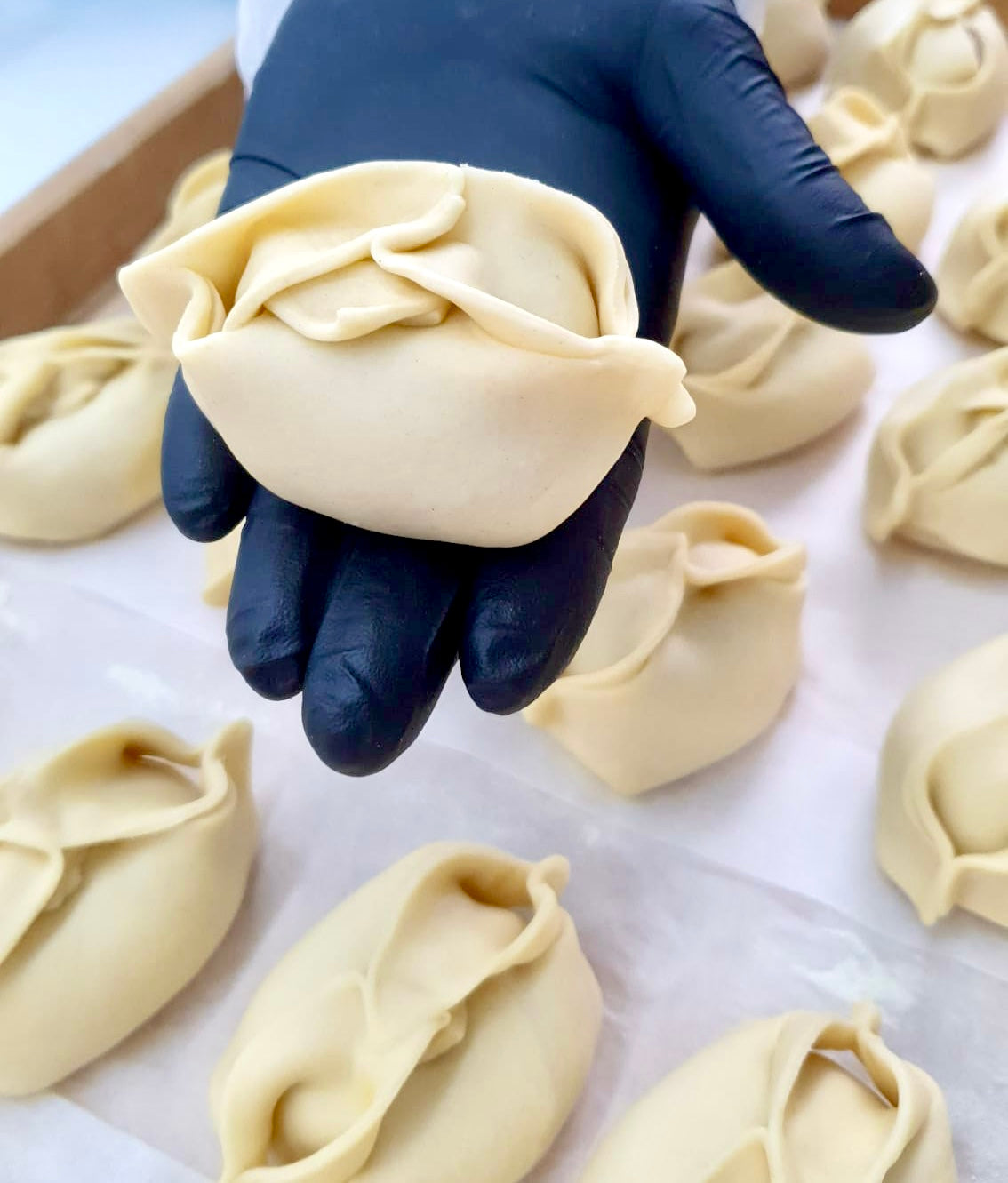 Manty mit Rind- und Schweinefleisch, handgemacht