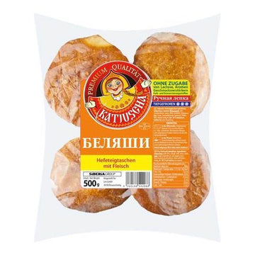 Beljaschi yeast dough pastries with pork, fried 