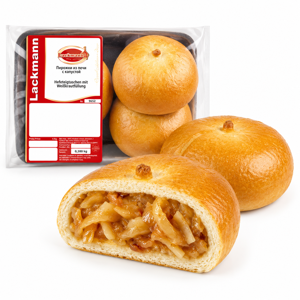 Lackmann Teigtaschen mit Weißkrautfüllung, gebacken