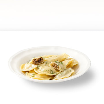 Vareniki with white cabbage and meat, handmade