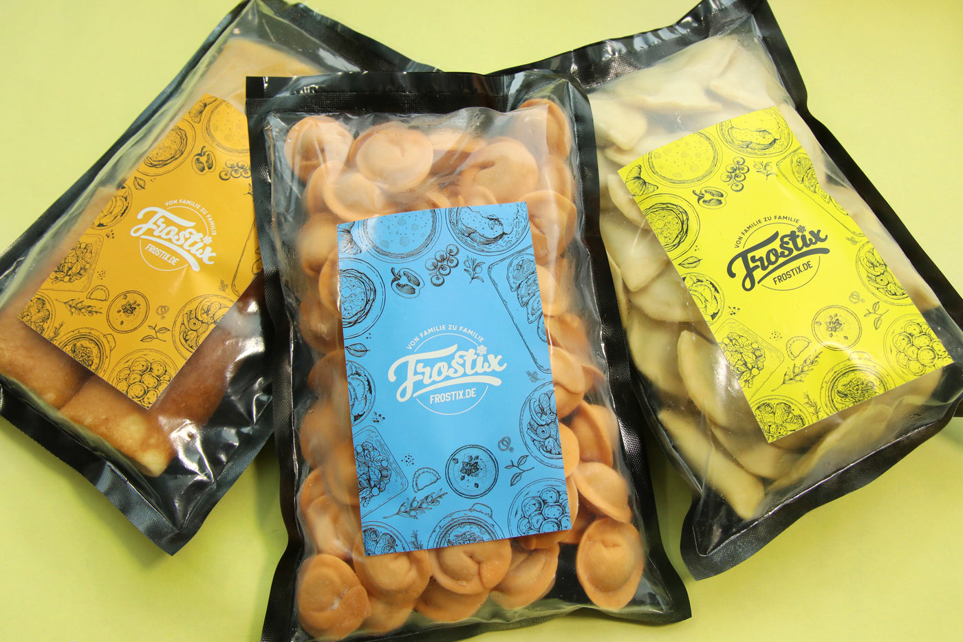 Tomato pelmeni with beef, handmade