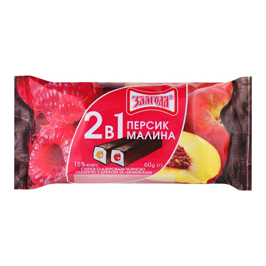 Zlagoda Quarkriegel in Glasur, Pfirsich-Himbeere 2 in1