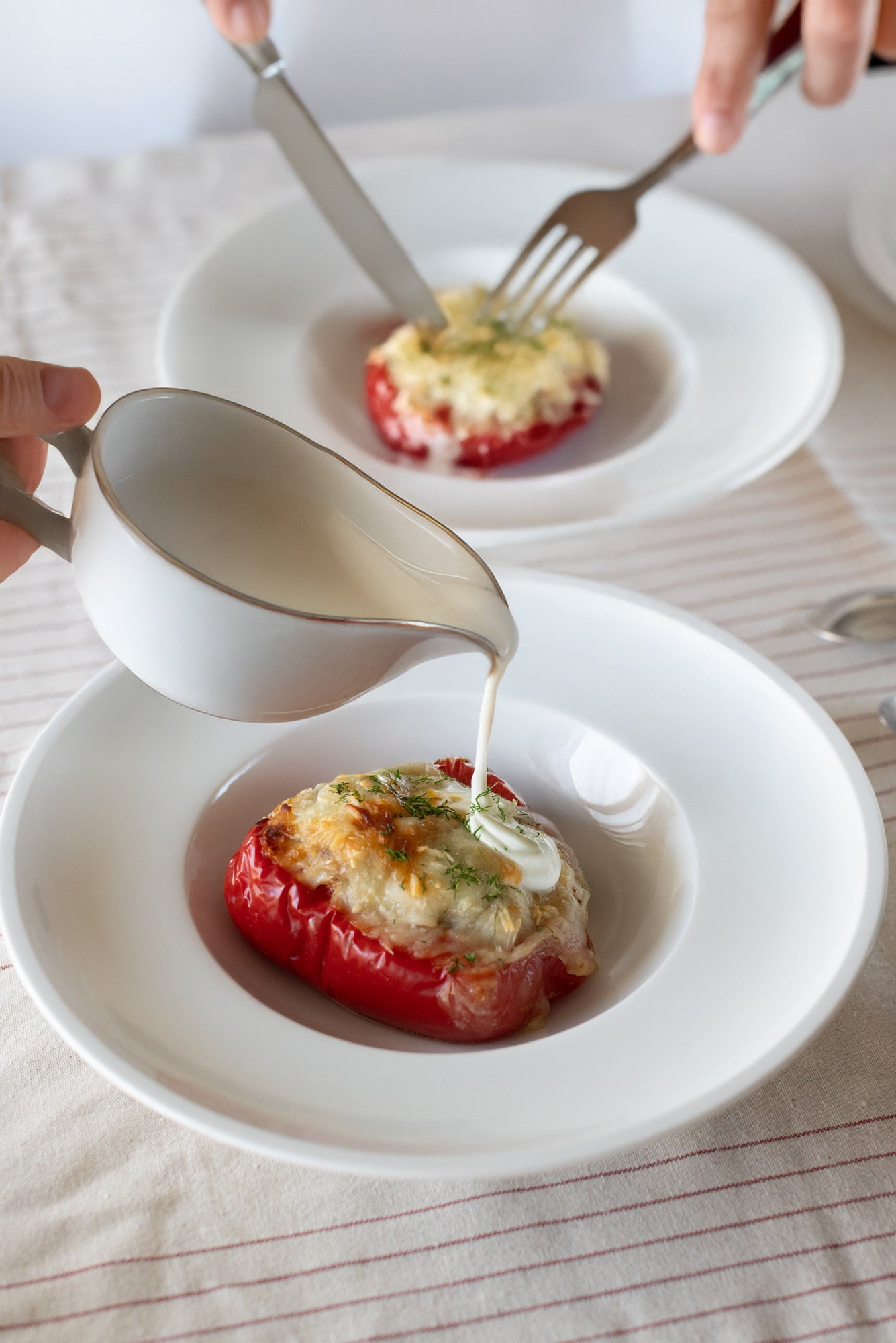 Paprika Hälfte mit Hackfleischfüllung