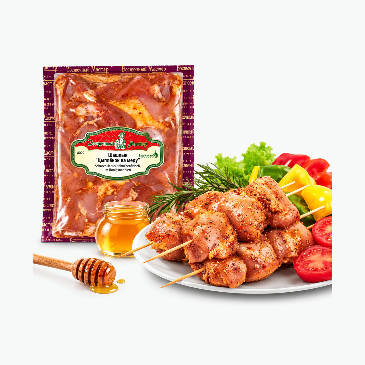 Lackmann Schaschlik aus Hähnchenfleisch, im Honig mariniert