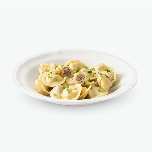 Pelmeni mit Rind - und Schweinefleisch, handgemacht