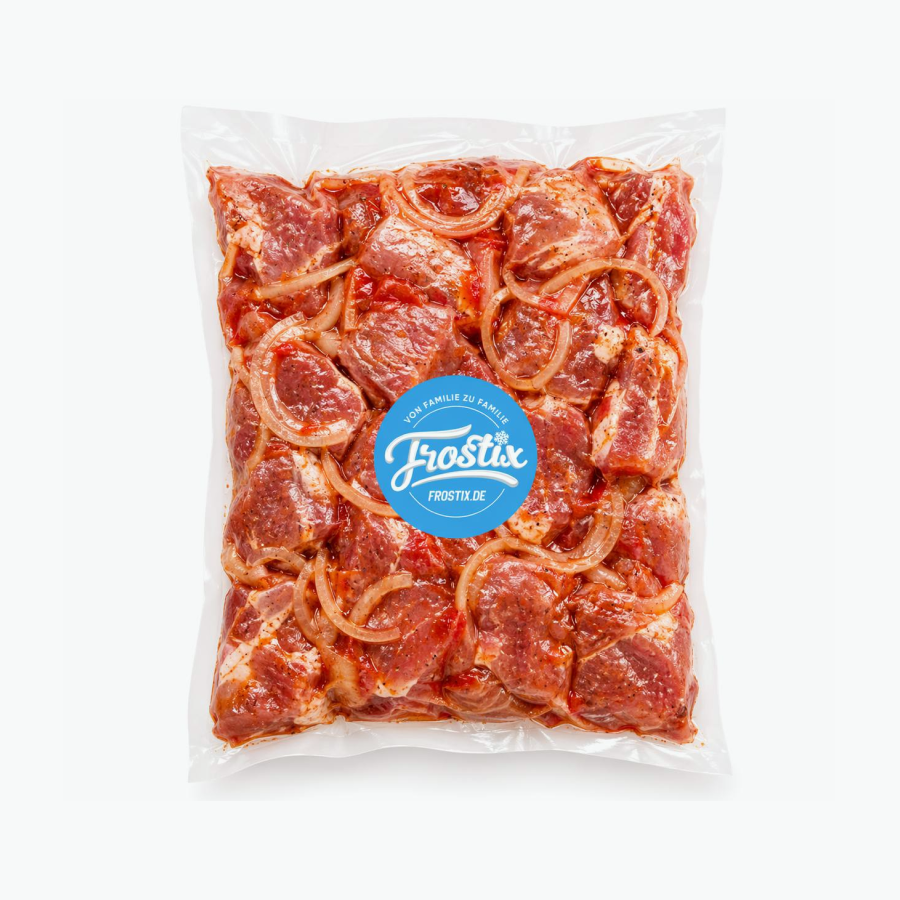 Schweine-Schaschlik in Tomatenmarinade, frisch vom Metzger