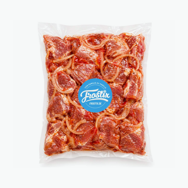 Schweine-Schaschlik in Tomatenmarinade, frisch vom Metzger