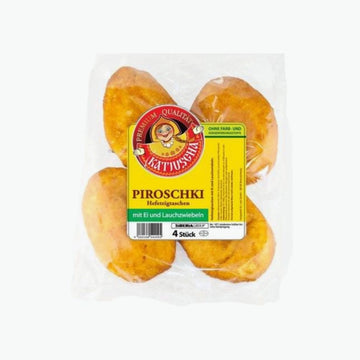 Hefeteigtaschen mit Ei und Lauchzwiebeln, gebraten